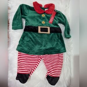 Zara Christmas Collection Baby Velour Elf Two-piece Outfit Pajamas 1-6 mos New!